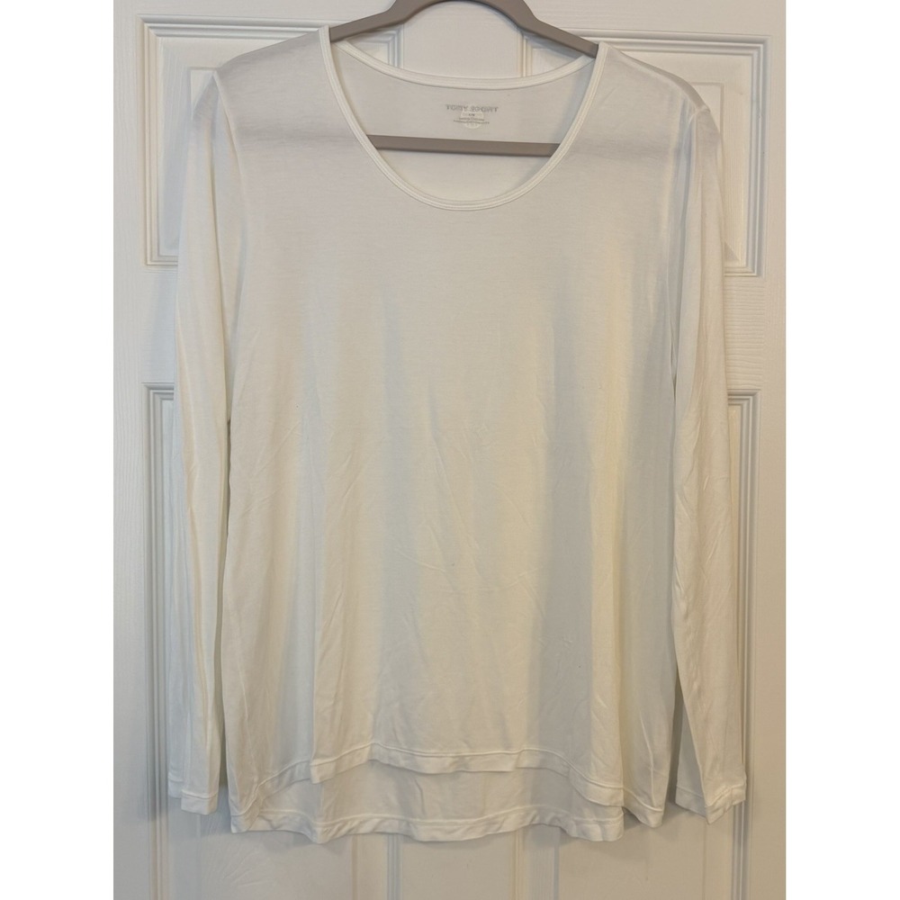 Tory‎ Burch Sport T-Shirt Womens LG White Hi/Lo Modal Long Sleeve Stretch Layer
